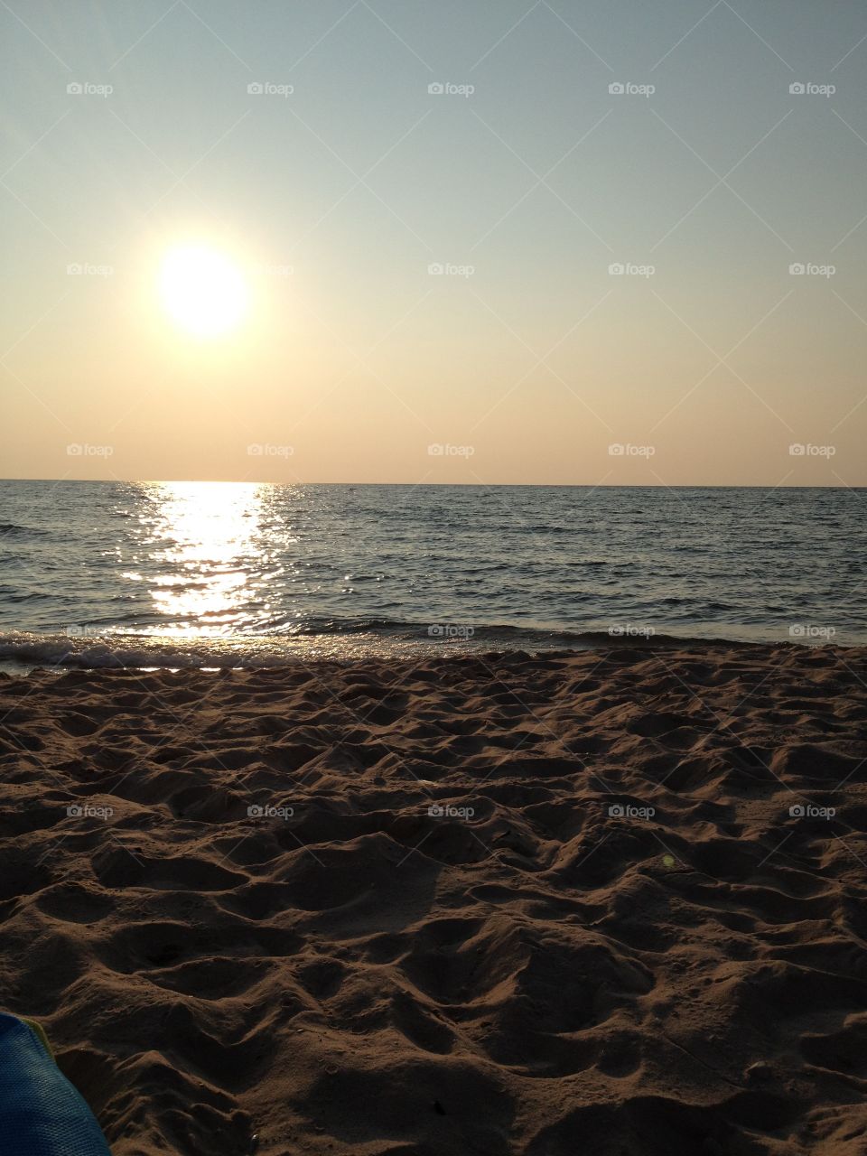 Beach sunset. Sunset over Lake Michigan