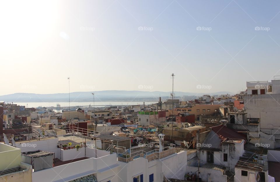 View across Tangier. View to the ocean from the medina