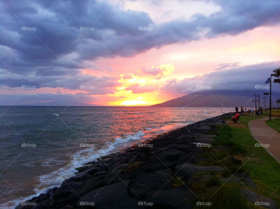 A sunset from Kihei, Maui, Hawaii