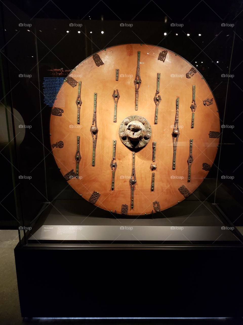 A shield used during battle. Taken at the seaport museum in mystic, ct. The shield is huge, but very thin! Made a neat photo!