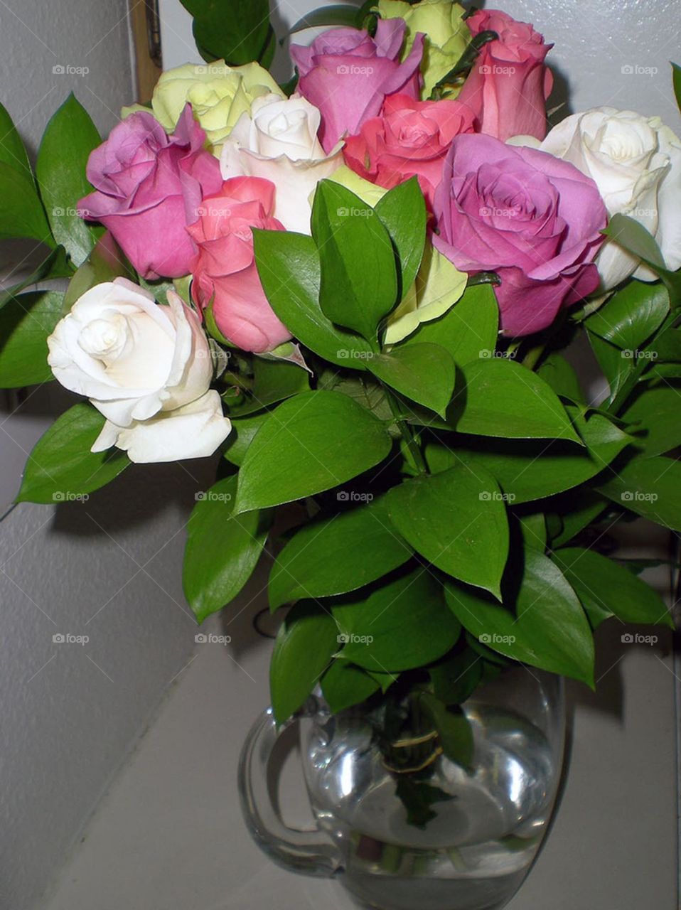 Spring romance bouquet of pink and white roses