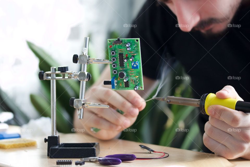 The soldering of electronics 