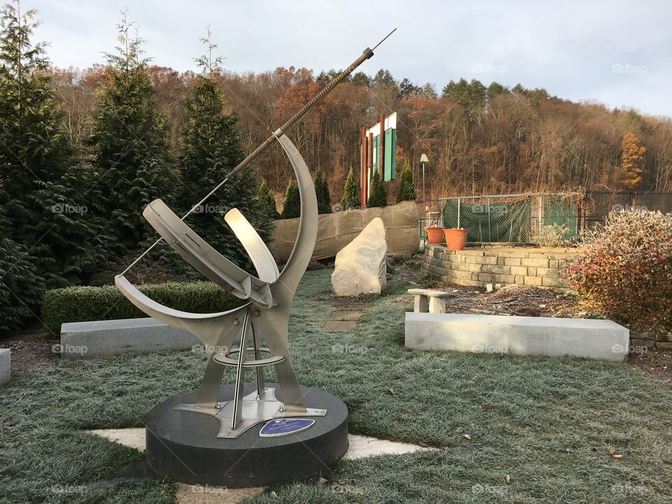 Sun dial botanical garden in winter