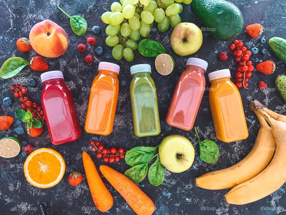 Fresh smoothie with fruits and berries