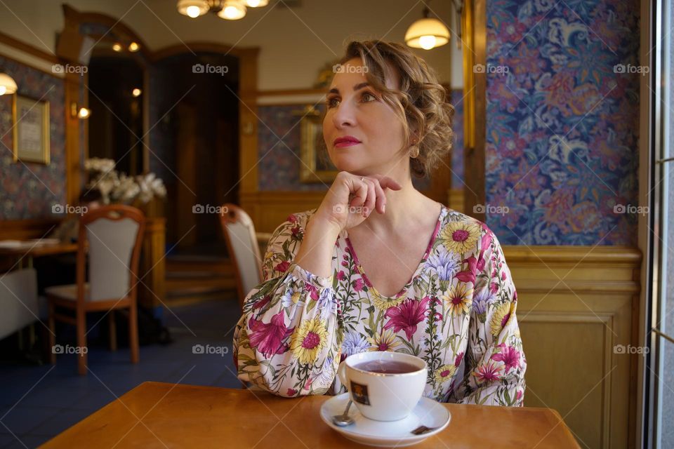 Woman in a cafe