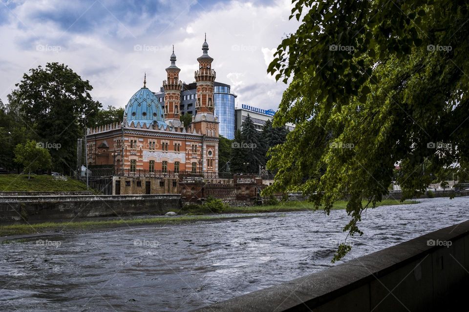 Mosque near Terek river . North Ossetia Alania