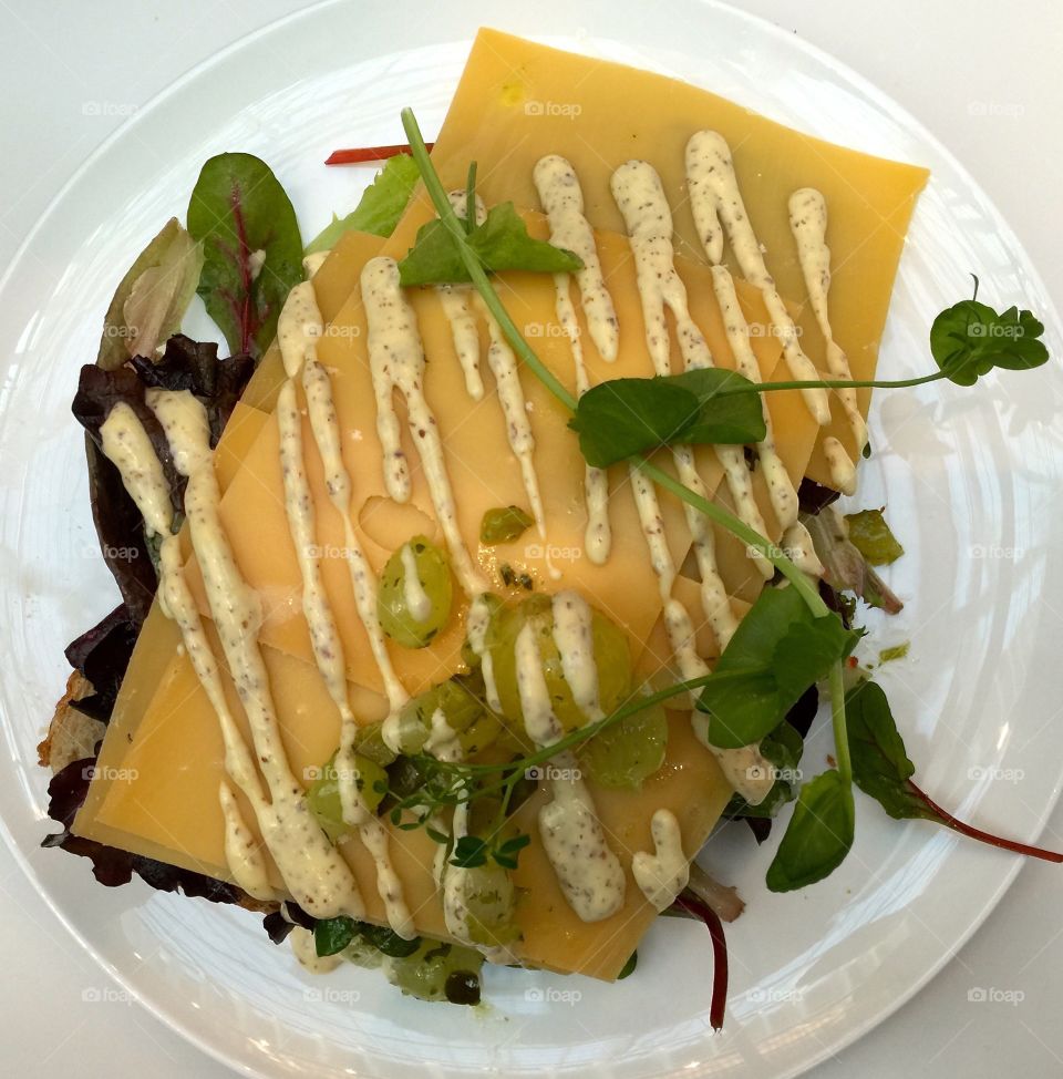 Dutch cheese with honey dressing sandwich 