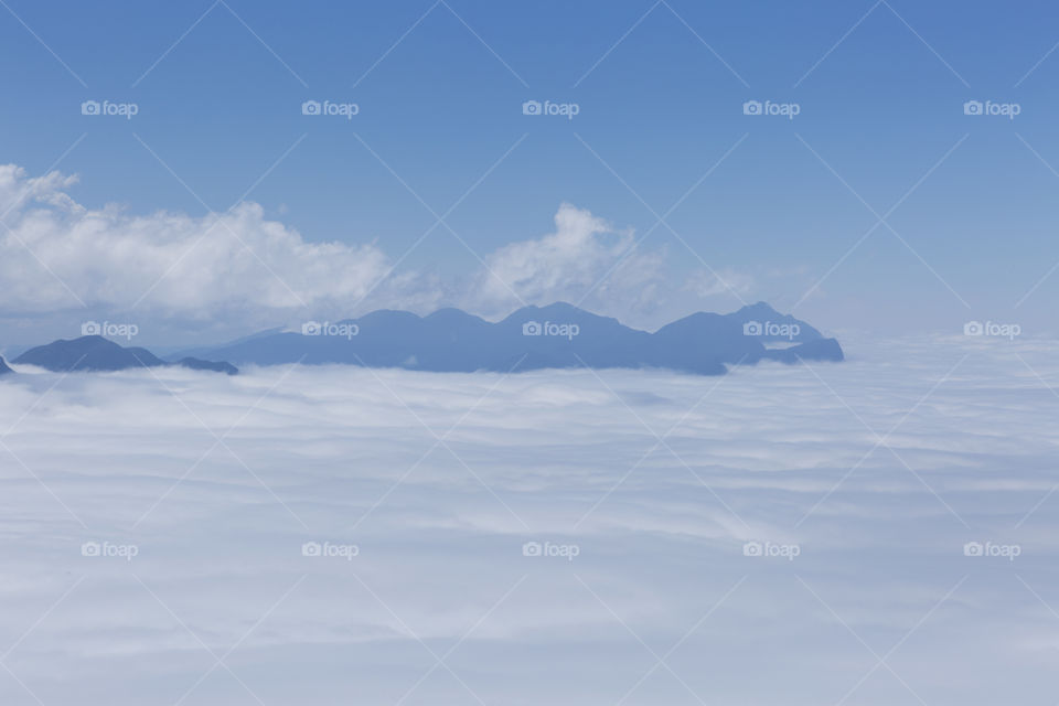 Sea of clouds and the set of mountains.