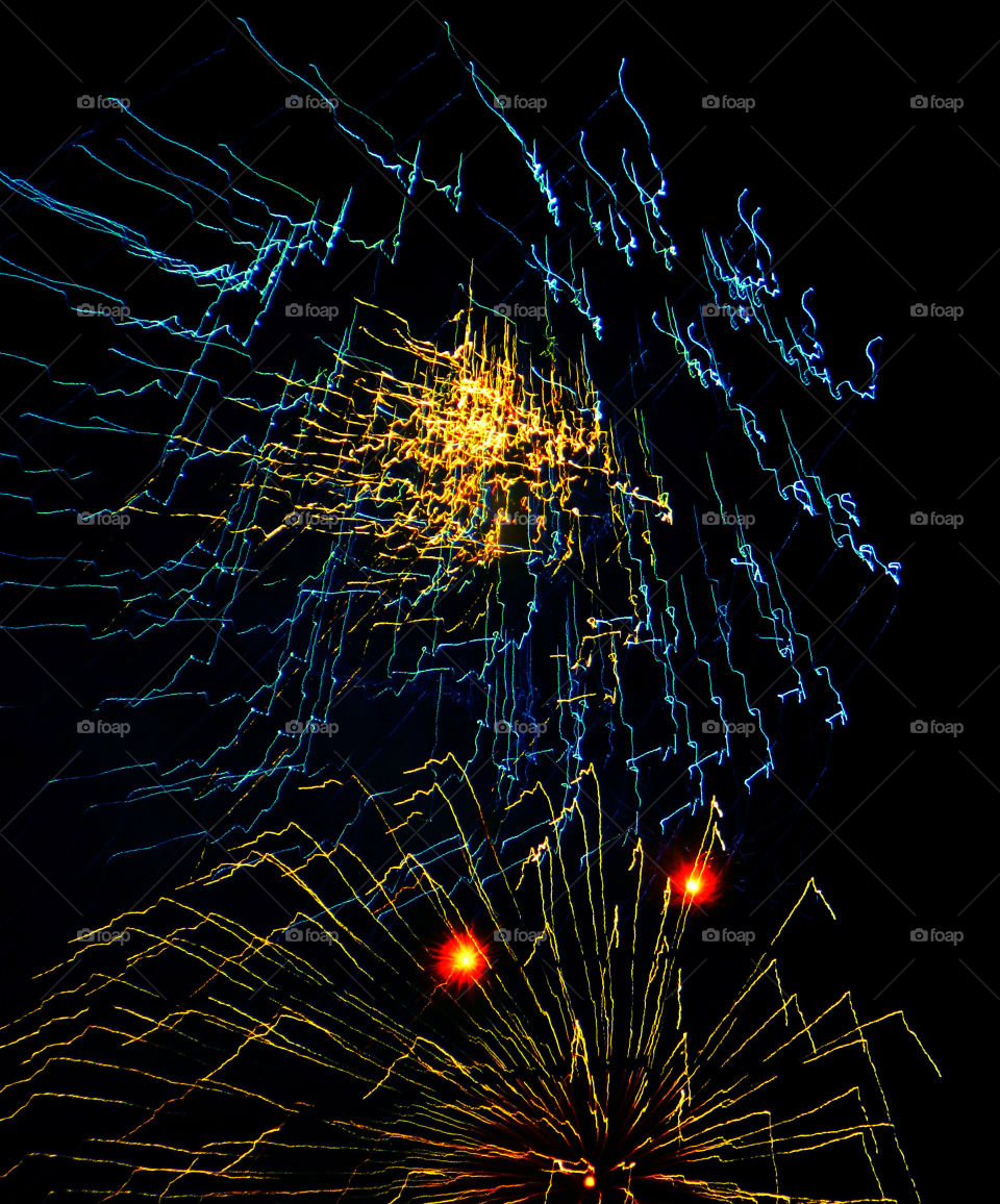 Firework display at night