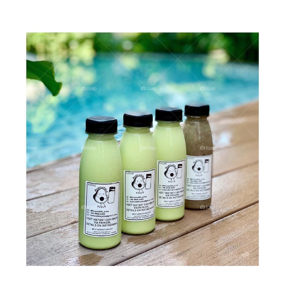 Chilled Avocado juices by the pool 