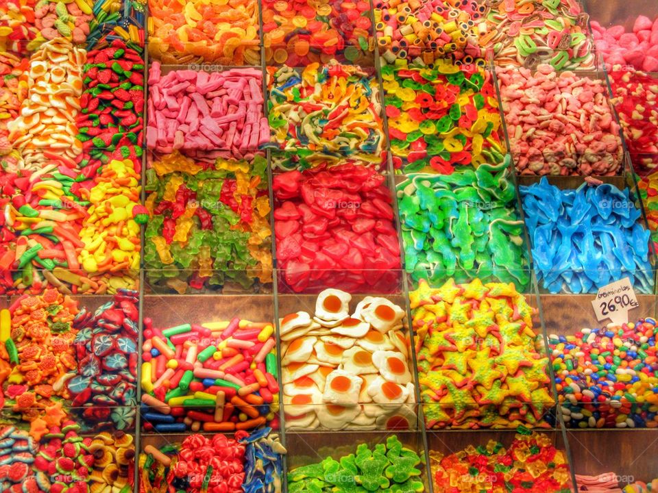 Barcelona market candy stall