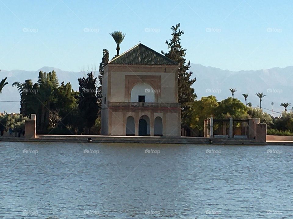 Beautiful menara garden in Marrakesh city in morocco.