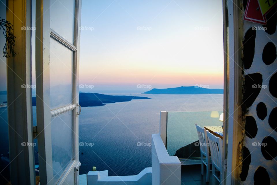 View over the beautiful Mediterranean Sea and the Greek islands 