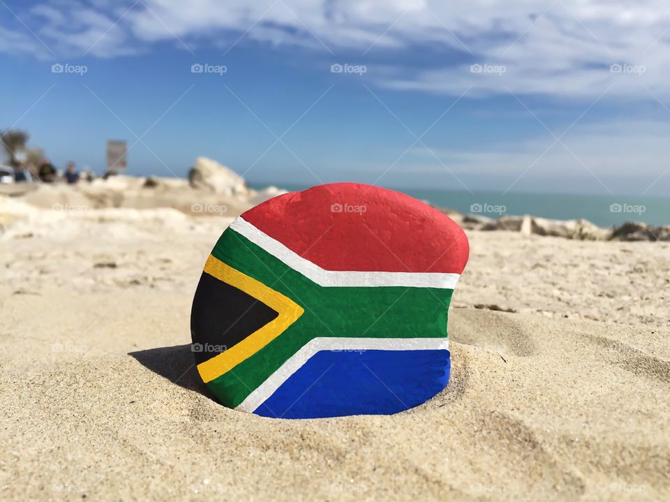 Flag of South Africa painted on a stone
