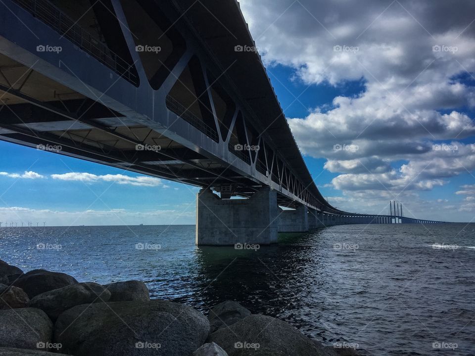 Öresunds bridge in Malmö crossing over to Copenhagen Denmark.