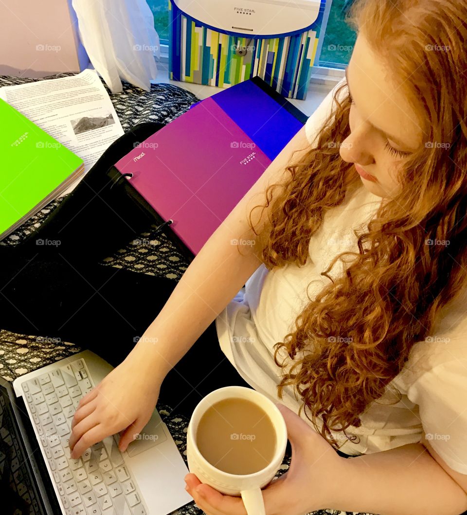 Close-Up Girl Studying