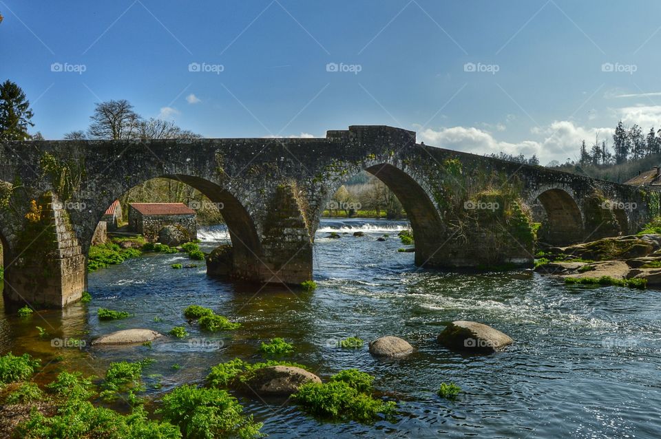 View of stone bridge over the river
