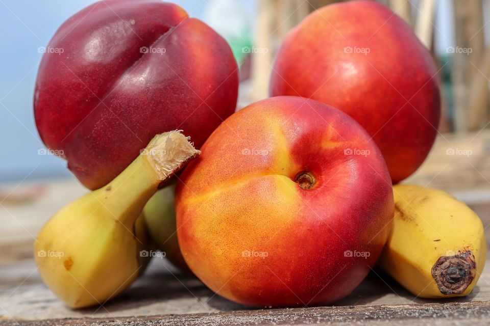 Banana and peaches.