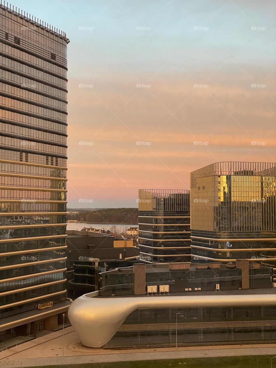 sunset over the city