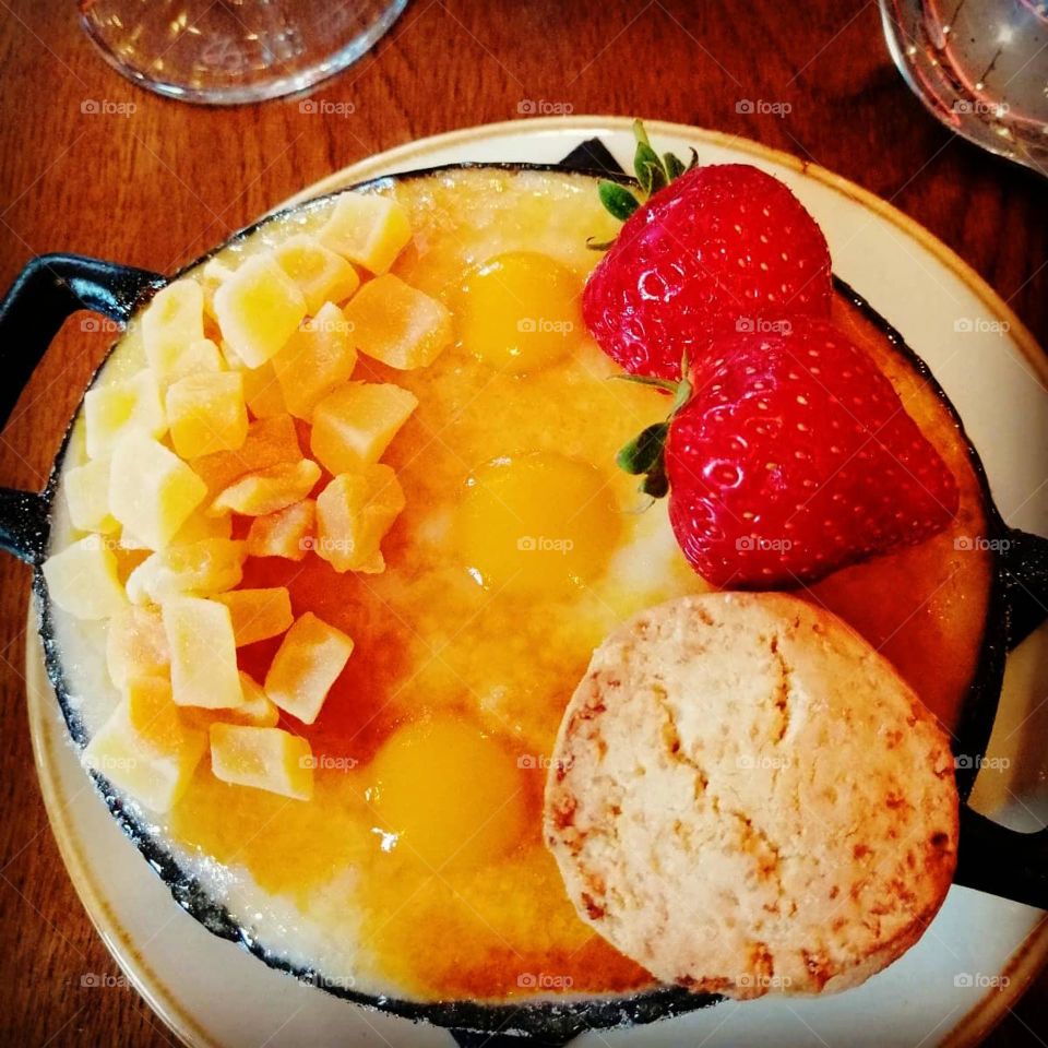 Pannacotta in a fine dining restaurant.