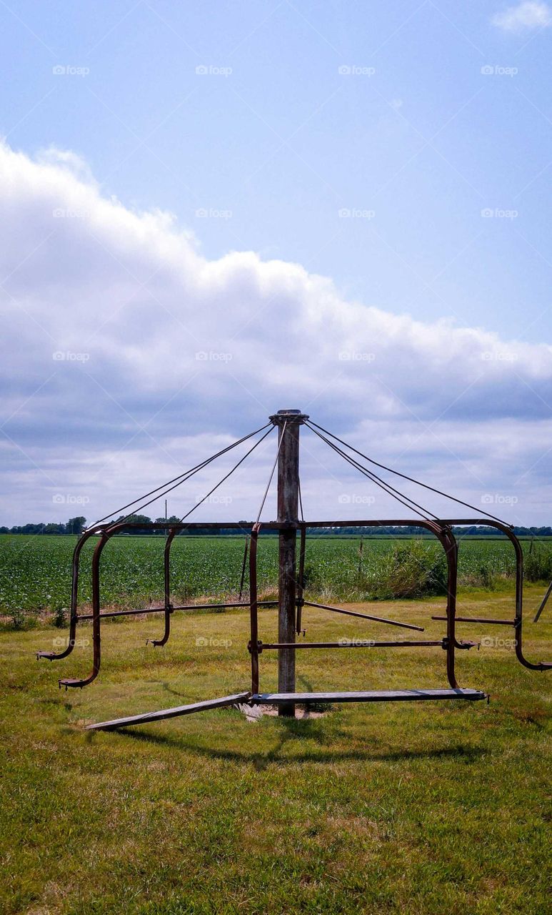 Antique Merry-Go-Round on Abandoned Country Schoolyard