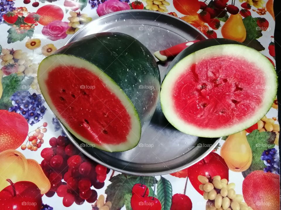 The signs of summer. Watermelon is good for health.
