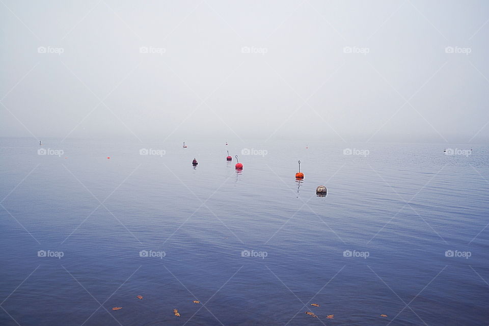 Blue misty lake