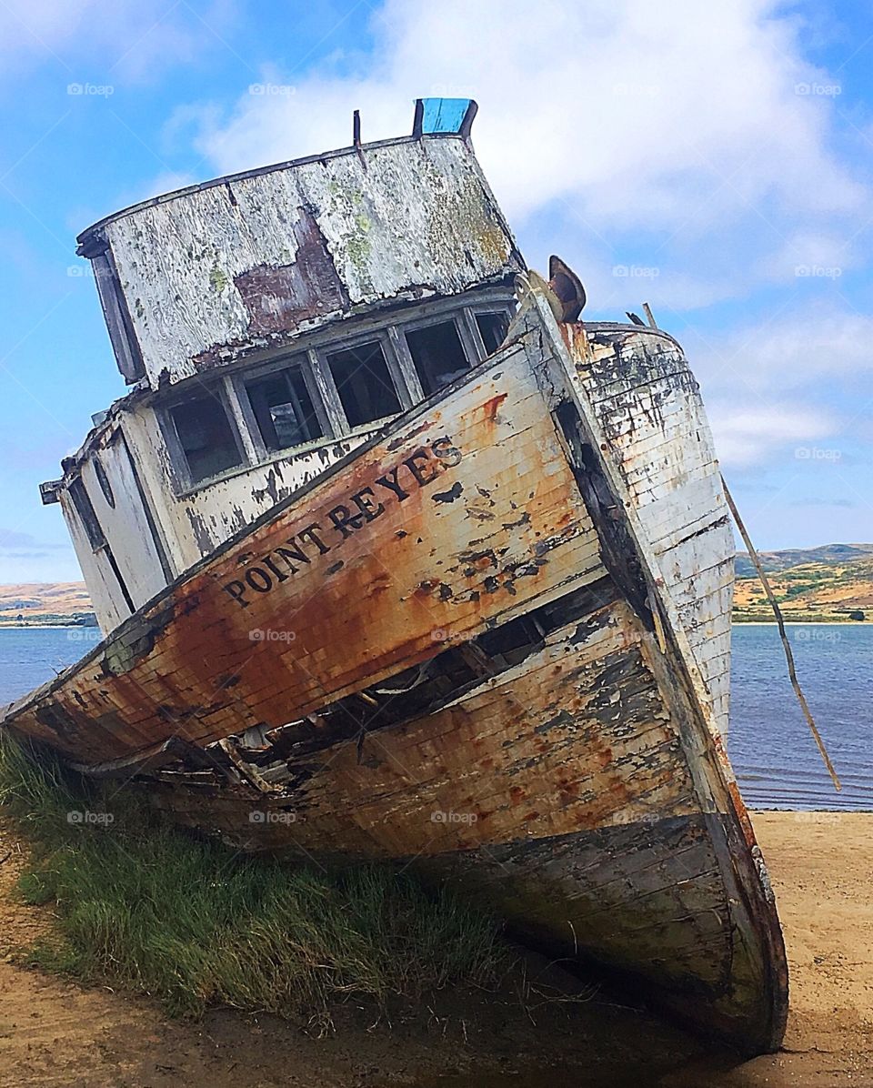 Known, among other nom-de-plums as the Tomales Bay Shipwreck in Inverness, California, this beauty of a boat still sits where it was abandoned years ago, thanks to photographers who saved the well-loved boat from being hauled away and scrapped. 