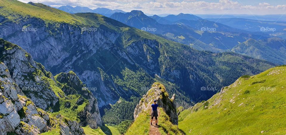 Woman hiking in Tatra mountains
