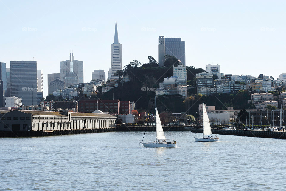 Cityscape with yachts 