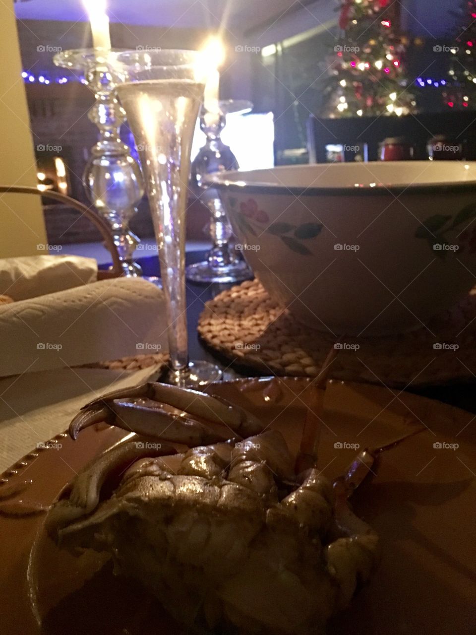 Christmas Eve crab and champagne celebration! 