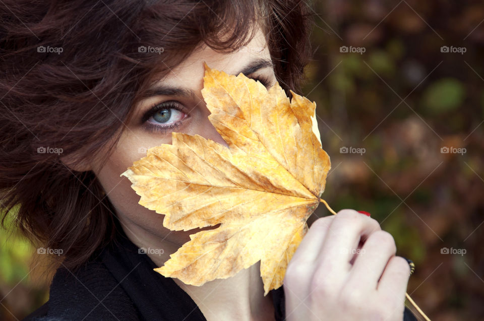 women and leaf