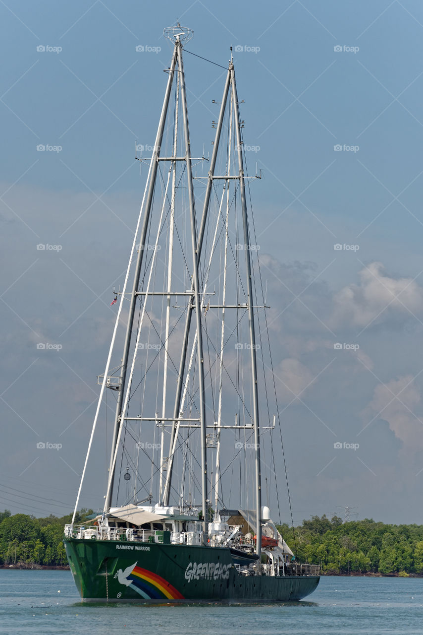 Greenpeace’s ship Rainbow Warrior visiting Port Klang, Malaysia during South East Asian tour, June 2018