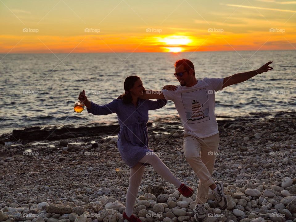 Dancing on the beach with my husband