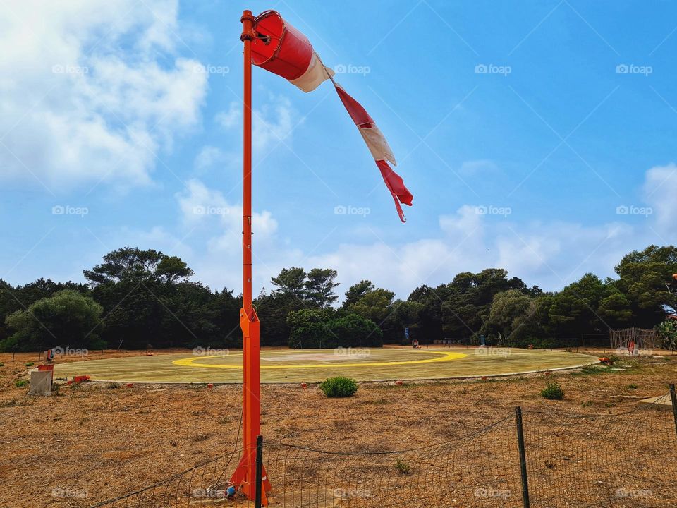 broken windsock on the island of Giannutri in Tuscany