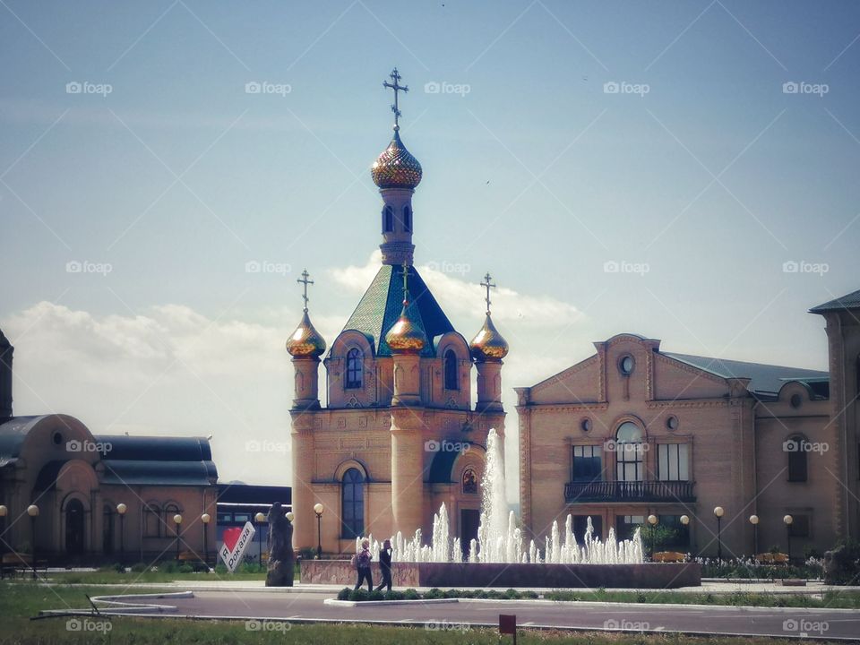 Church sky clouds moody nature greens wild street day city town summer