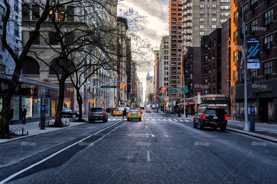 Looking down Broadway on a cold Monday morning. 