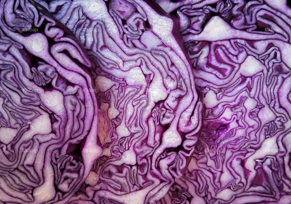 red cabbage cut in three slices