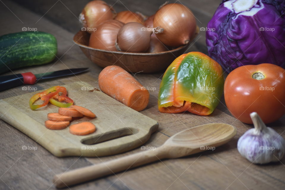 Diversos legumes para o almoço/Various vegetables for lunch.