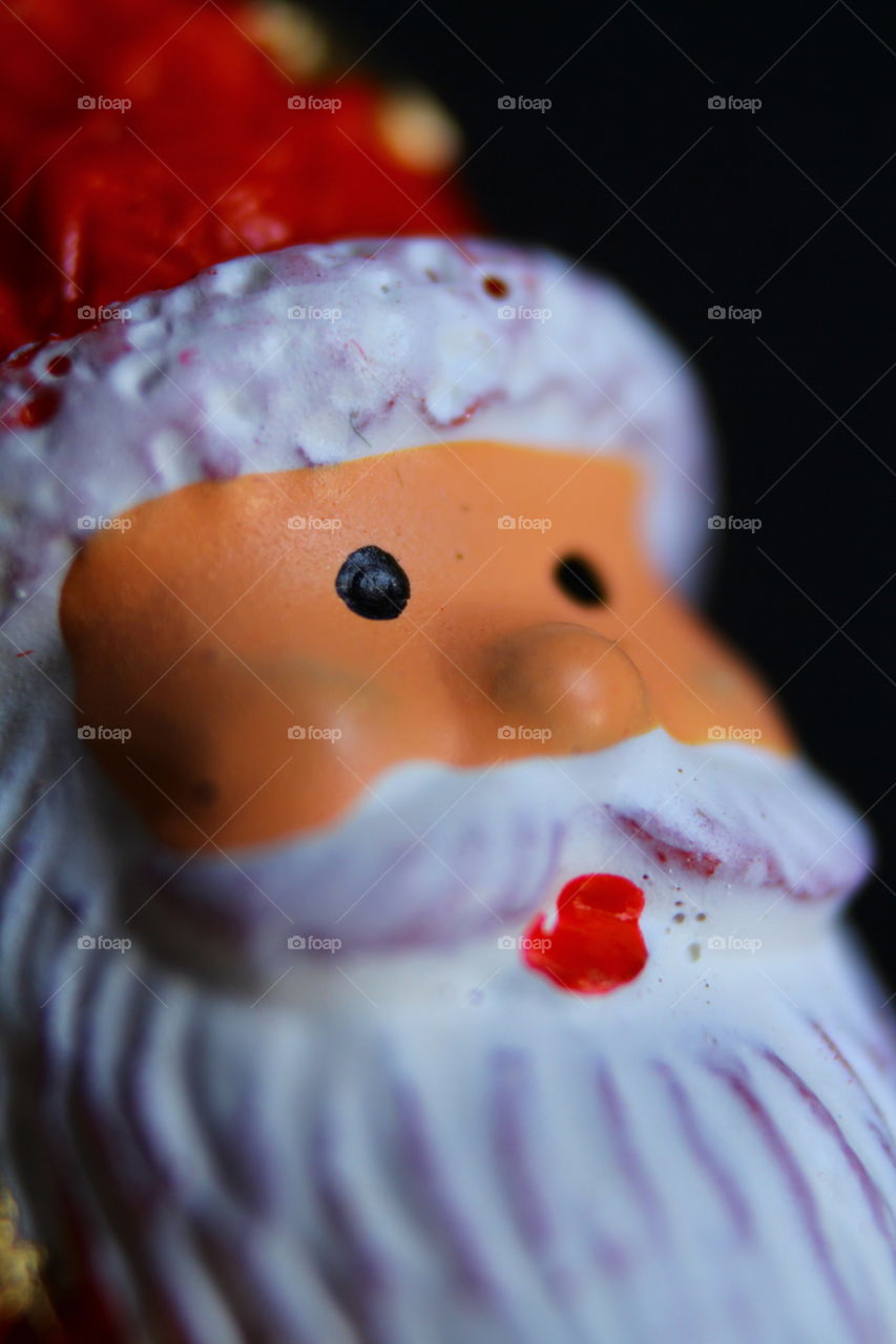 Santa Claus toy face macro