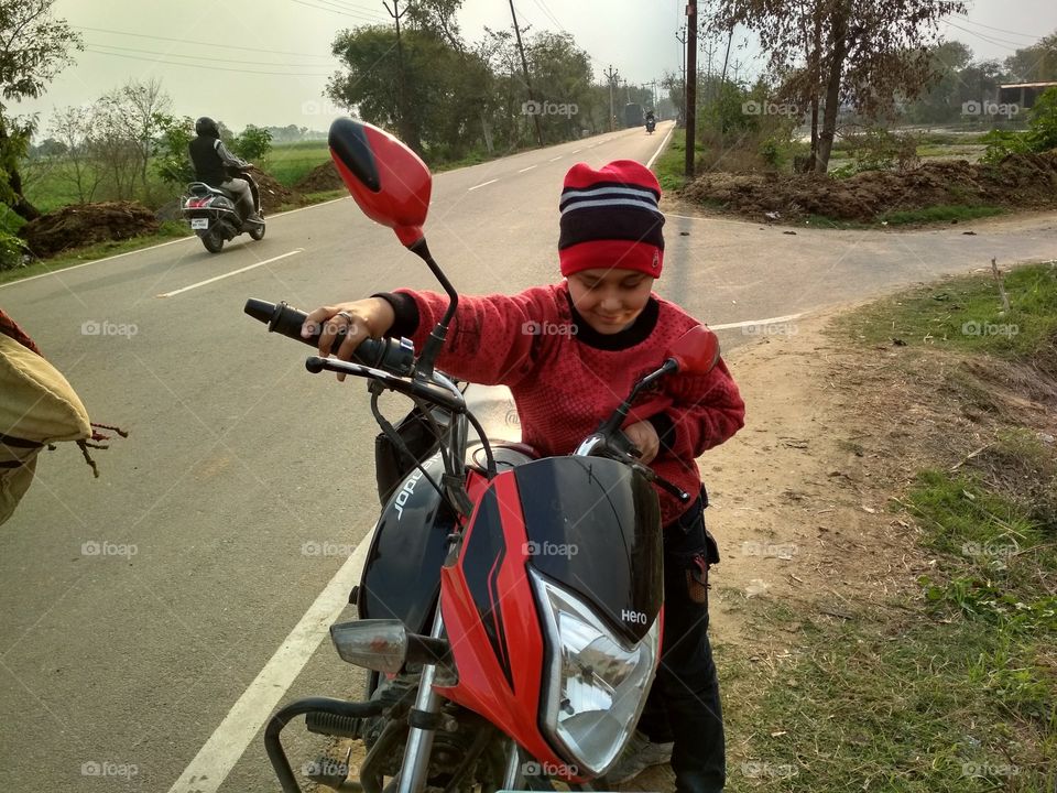 Bike with a handsome little boy