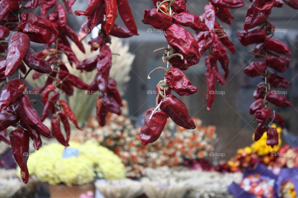 Peppers in a street market in France 