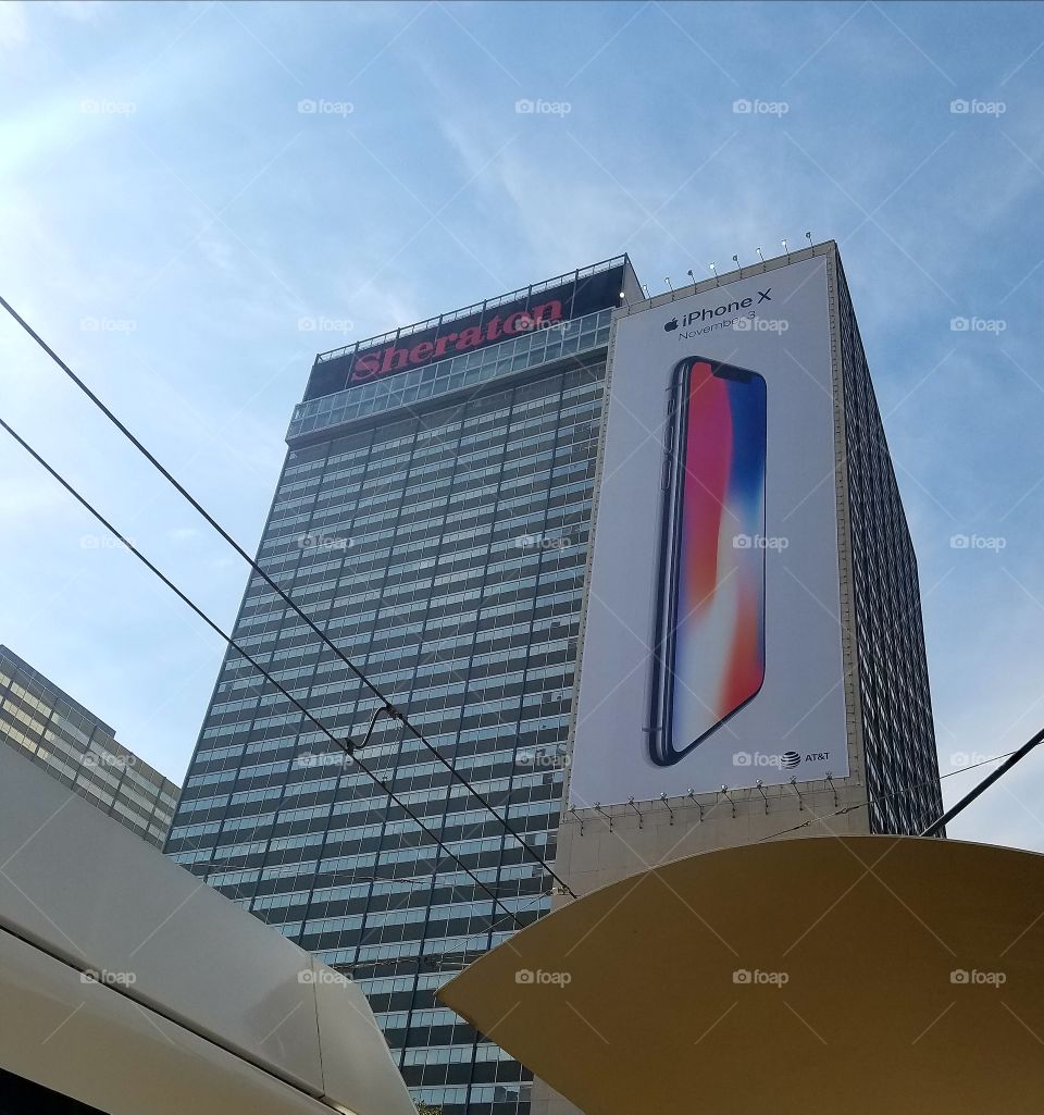 IPhone X on the Sheraton hotel billboard