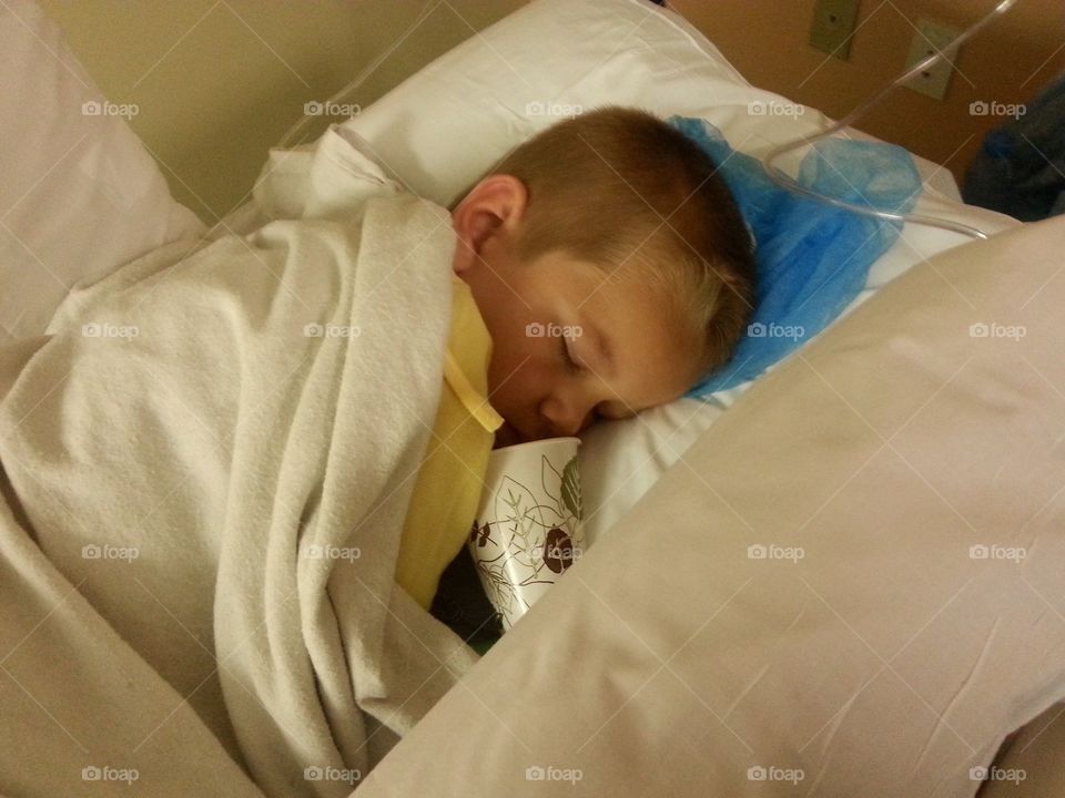 My baby in recovery after surgery, he was so brave and done so good