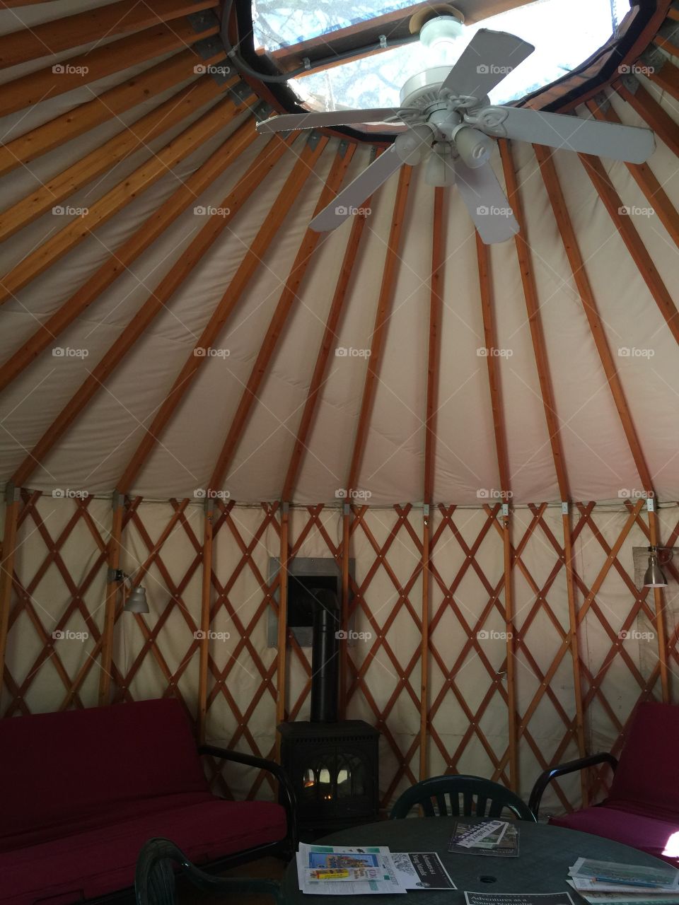 Keeping warm inside a yurt. 