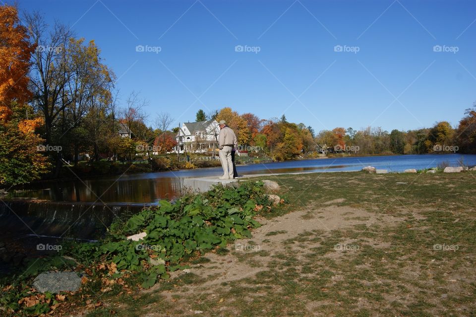 Older people enjoying the beauty of fall 