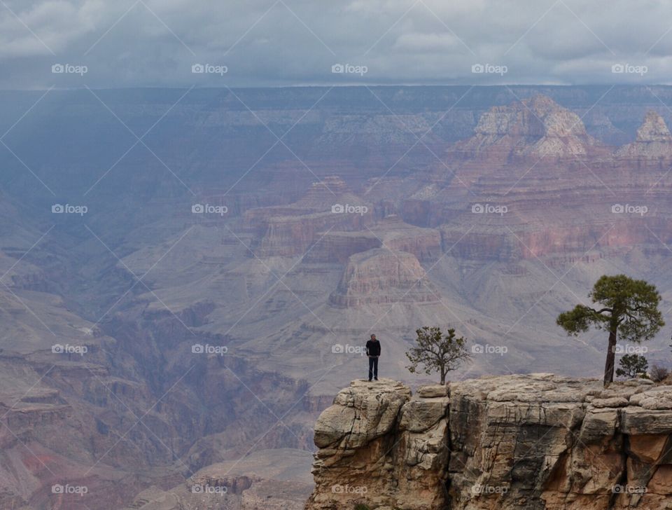 Lone person showing the scale of the Grand Canyon