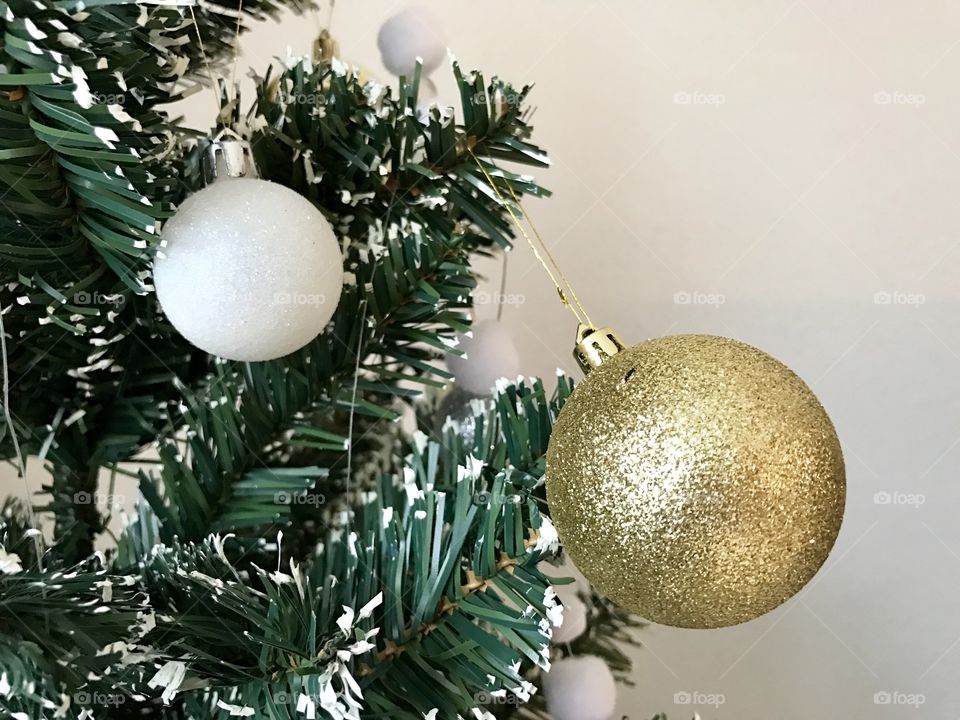 Christmas balls on fir-tree. 