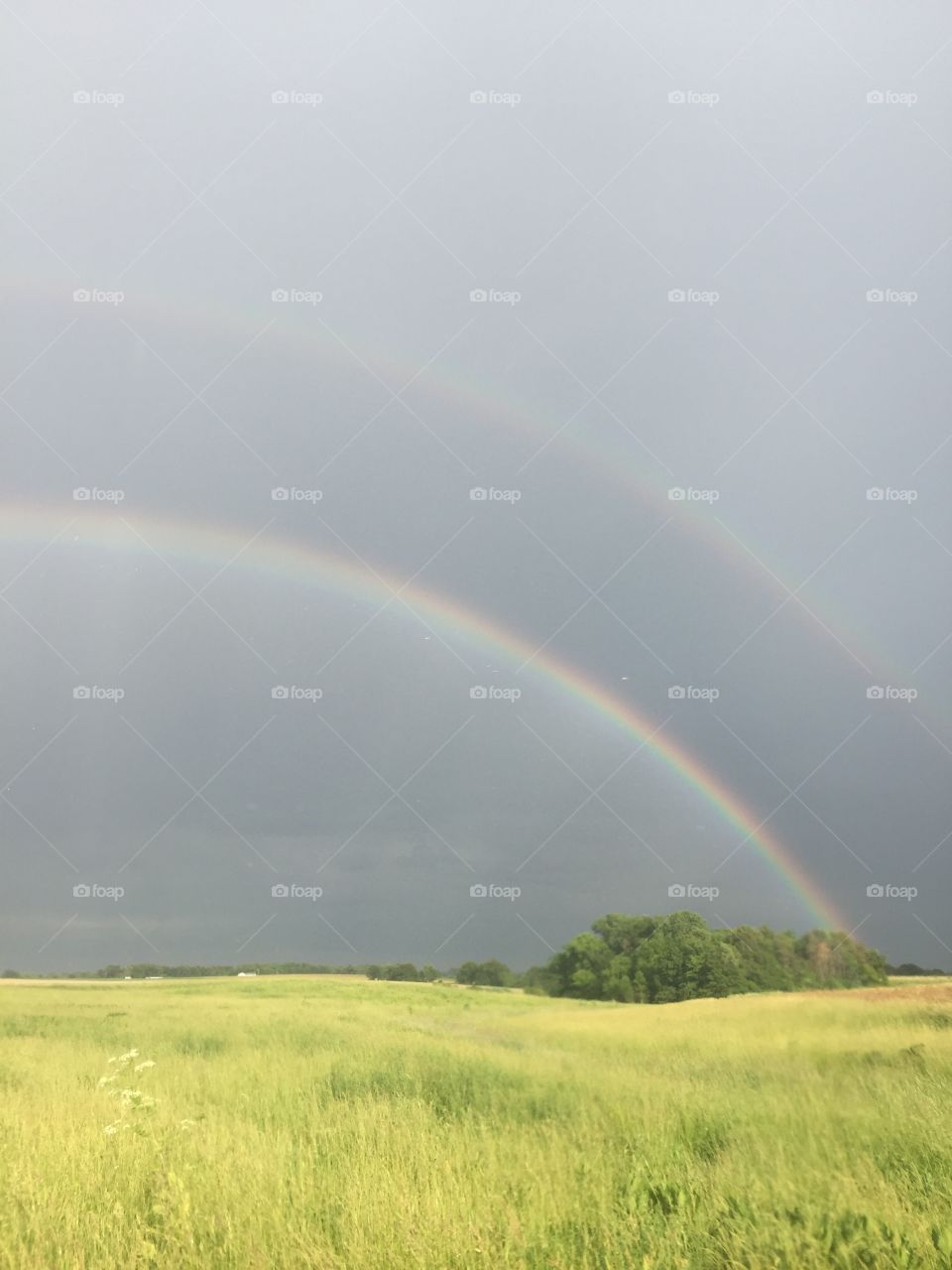 Post storm double rainbow