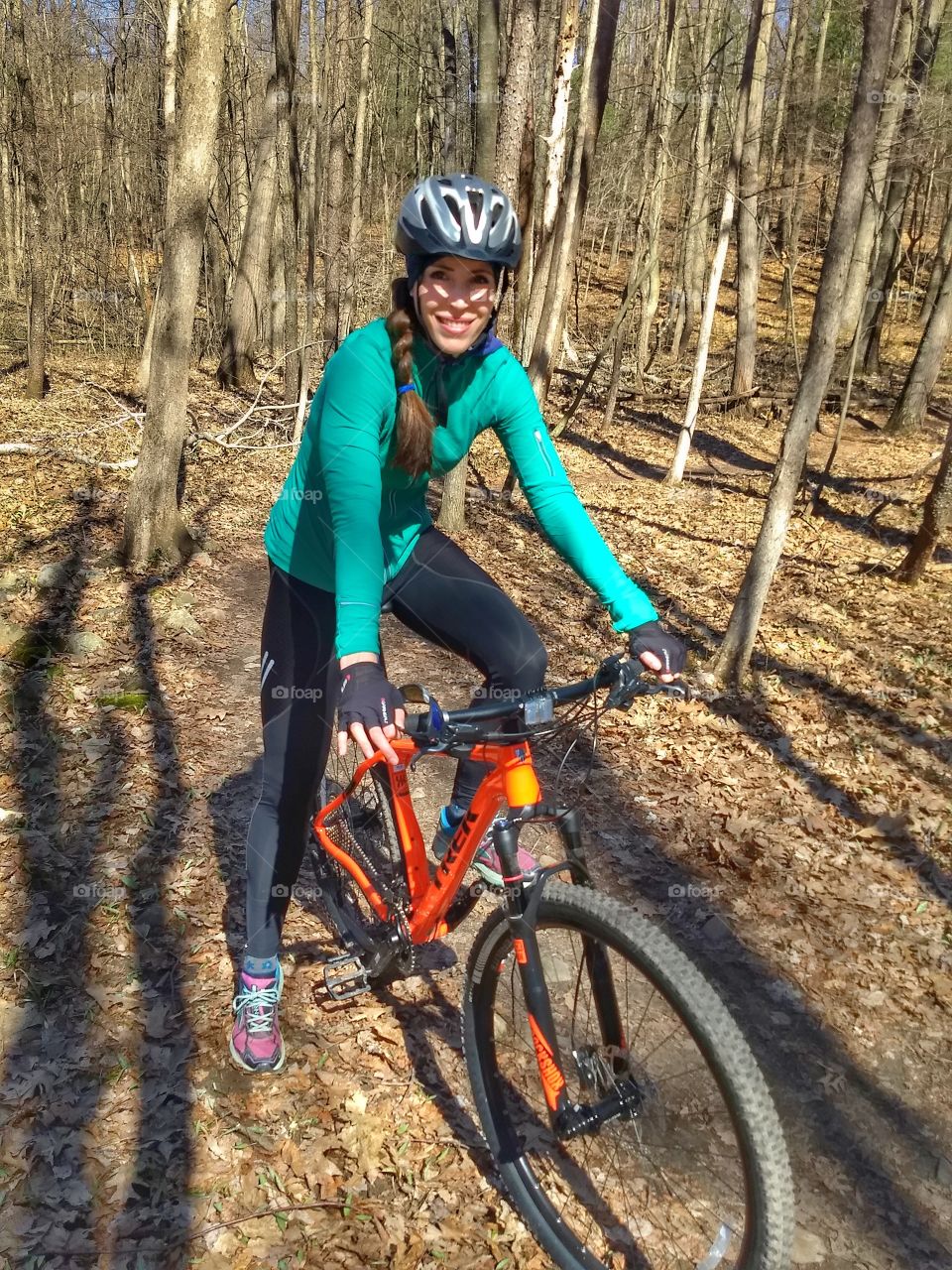 Mountain biking beautiful woman